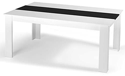 IDMarket - Table à Manger Rectangle Georgia 8 Personnes Blanche et Noire 160 x 90 cm
