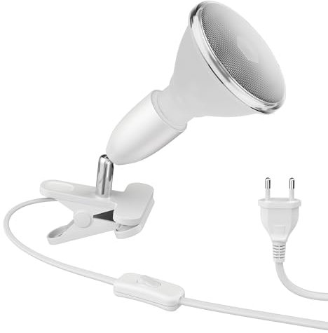 ledscom.de E27 Klemmleuchte LIK, weiß inkl. E27 PAR38 LED Reflektor-Lampe 1395lm weiß