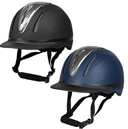 RL24 - Reithelm Innovation Carbon | Größe- & Kopfform verstellbar | Reitkappe in blau | mit Kinn- & Nackenschutz | atmungsaktives Innenfutter | Größe XS (48-54cm)