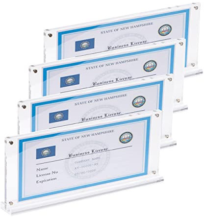 IEEK Paquete de 4 marcos acrílicos para licencia de negocios de 4 x 9 pulgadas, soporte transparente para certificados, marco panorámico para fotos, 4 x 10 pulgadas