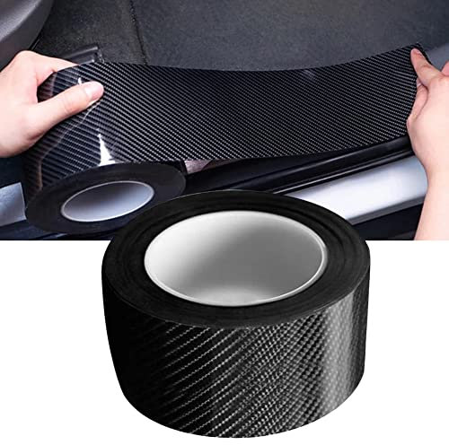 Auto Einstiegsleisten Aufkleber, Auto Gummi Stoßstange Spoiler Kantenschutz Carbon Anti Scratch Aufkleber Universal Autotür Schutz(7 cm * 5 m schwarz)