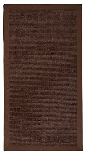 Casa Pura Sisal Teppich für Wohnzimmer, Schlafzimmer, Küche, Esszimmer - Dunkelbraun, Ideal für Katzen, Rutschfest, Waschbar, Kurzflor mit Bordüre - 160 x 230 cm