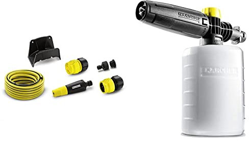 Kärcher 26451140 Hose Set with Hose Hanger and 15m 1/2 Primo flex Hose, Black, Yellow & FJ6 Foam Nozzle - Pressure Washer Accessory