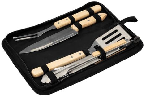 Neka - Ustensiles à barbecue en bois et malette en toile