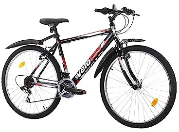 Multibrand PROBIKE 26 Zoll Mountainbike ALU Rahmen 18 Gang, Herren-Fahrrad & Jungen-Fahrrad, Schutzbleche, geeignet ab 165-183 cm (Schwarz Rot)