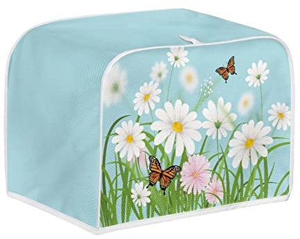 Kuiaobaty Spring Flower Butterfly Toaster-Abdeckung für Zwei-Scheiben-Toaster, Gänseblümchen, Blumen-Haushaltsgeräte, Staubschutz, klein