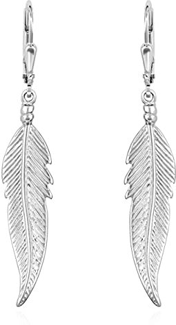 NKlaus Paar Brisur Feder Ohrhänger 925 Silber glanz 43x9mm Damen Ohrringe Ohrschmuck 13467