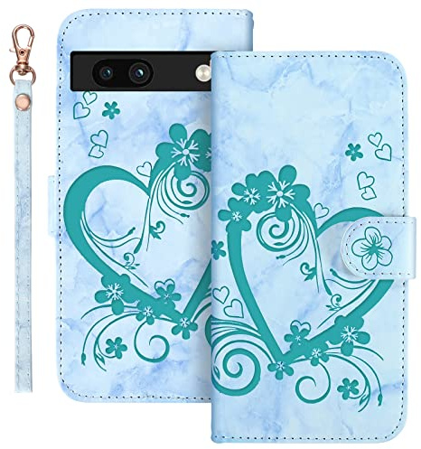 Auslbin Flip Case for Google Pixel 7A 6.1, Love PU Leather Mobile Cover with Wristband for Google Pixel 7A 5G, Black