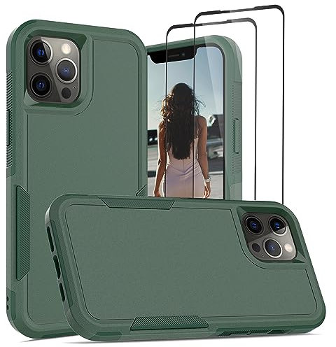 Jeylly Compatible with iPhone 12 Pro Max Case, Phone Cases for iPhone 12 Pro Max Slim Fit Hard PC Soft TPU Rubber Bumper Scratch Resistant Shockproof Protective Cover for iPhone 12 Pro Max, Green