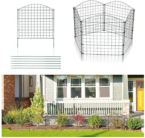 Yakimz Lot de 11 clôtures d'étang en treillis métallique - Clôture d'étang - Clôture en métal - 5 éléments de clôture - 6 barres de fixation (arche supérieure)