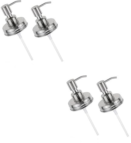Cabilock 4stücke Seifenspender Deckel Aus Edelstahl Lotion Pumpspender Für Einmachgläser Badaccessoires Silberfarben Passend Für Badezimmer Und Küche