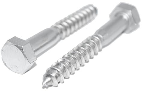 Lot de 6 vis à bois à six pans 12 x 140 - En acier inoxydable A2/V2A - DIN 571