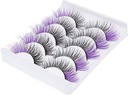POPETPOP 5 Paires De Faux Cils Colorés Cils Colorés Demi-Cils Extensions De Cils Colorés Faux Cils Cils Maquillage Faux Cils Étendre Imitation Violet