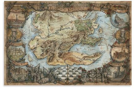 DEEBOW Southern Westeros Karte Poster Dekorative Malerei Leinwand Wandposter und Kunstdruck Moderne Familie Schlafzimmer Dekor Poster 20 x 30 cm