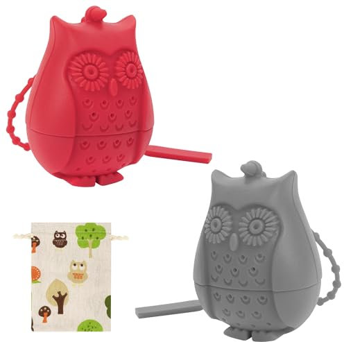 CAIRIAC Tea Infusers, Loose Leaf Tea Strainers, Owl Tea Filters, Silicone Owl Tea Balls, Tea Steeper Gift for Tea Lover Owl Lovers