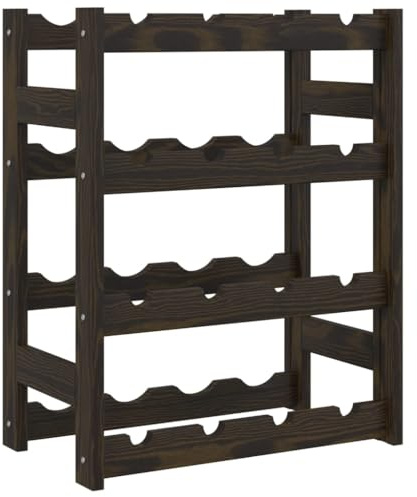 vidaXL Weinregal, Flaschenregal mit 4 Ablagen für 16 Flaschen, Weinflaschenhalter Weinständer mit Wellen-Design, Weinhalter Getränkeregal für Küche Keller, Schwarz Massivholz Kiefer