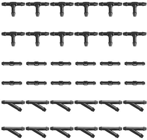 XUKEY 36 Stück Scheibenwaschanlage Schlauchverbinder 4mm, Auto Universal Wischwasser Schlauchverbinder Gerade T-Stück Y-Stück Automotive Schlauch Anschluss Autowasserpumpe an Düsen