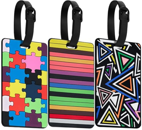 3 Pezzi Etichetta per Borsa Ldentificativa da Viaggio, Etichette Valigia Silicone, Etichette Valigia Aereo, per Bagagli Registrati, Valigie, Borsette, Passeggini, Borse