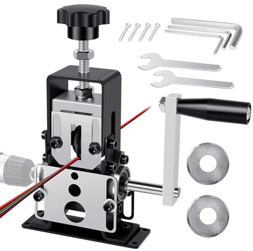 Pelador de Cables, Shulltji Maquina Pelar Cables con 2 Cuchillas, Operación Manual/Eléctrica, Maquina Pelacables con Manivela para Cable de 1-25mm, Pelacables Automático Reciclaje de Residuos de Cobre