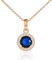 Diamond Treats Vergoldete Anhänger Halskette aus 925 Sterling Silber mit einem saphirblauen Stein und einem Zirkon Rand, Gold-Halskette für Damen mit einem blauen Stein, Goldkette für Frauen