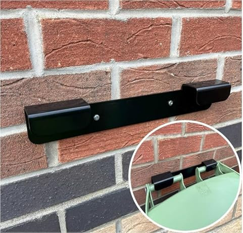 TR Garden Solutions Heavy-Duty Steel Wheelie Bin Wall Bracket Outdoor Garbage Can Holder Prevents Movement Secure & Stable Bin Mount Trash Can Stabiliser (Large Black)