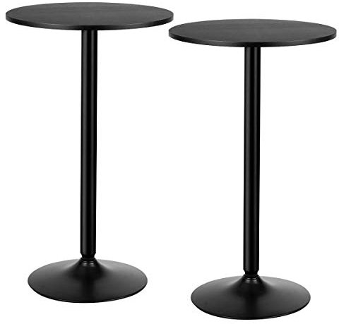 COSTWAY Round Bar Table, Counter Bistro Pub Tables with Fixed Tabletop and Stable Base, Circular Cocktail Dining Table for Home, Office and Kitchen, Holds up to 150kg (2, Black, 101cm H)