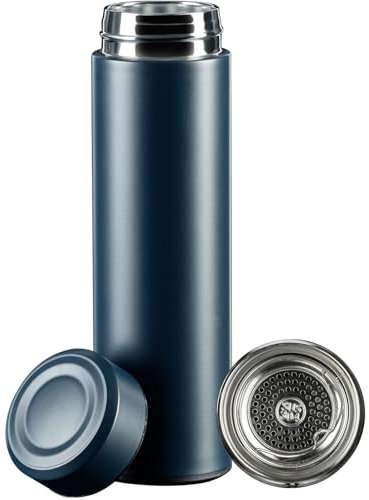 Lizhluzh Botella de agua de metal de 17 onzas, botella de agua delgada, botella de agua aislada, botellas de agua pequeñas que mantienen el calor durante 12 horas, frío durante 24 horas para café,