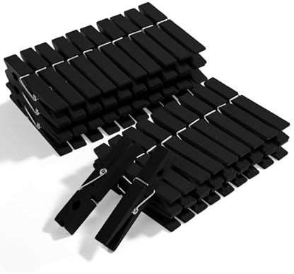 Mr. Pen Wooden Clothes Pins, 50 Pack, 2.9 Inch, Black, Rust Resistant, Classic Style