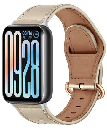 MiRowy Correa Compatible con Xiaomi Smart Band 9 Pro/Xiaomi Smart Band 8 Pro, con Cierre de Acero Inoxidable Cuero de Repuesto Correa para Xiaomi Mi Band 9 Pro/Xiaomi Mi Band 8 Pro, Blanco