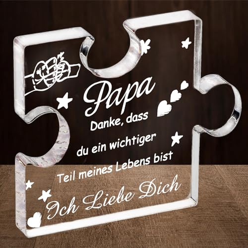 Yi'antai Geschenke Für Papa, Vatertagsgeschenk Acryl Plakette, Papa Geschenk, Vater Weihnachten Geburtstagsgeschenk, Acrylblock Puzzle Geschenke Von Tochter Sohn