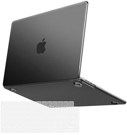 MOSISO Cover Compatibile con MacBook Air 15 Custodia M4 M3 M2 2025 2024 2023 A3241 A3114 A2941,Cover per Macbook Air 15 Pollici M4 M3 M2 Case Naturale Ultra-Sottile&Copritastiera, Nero