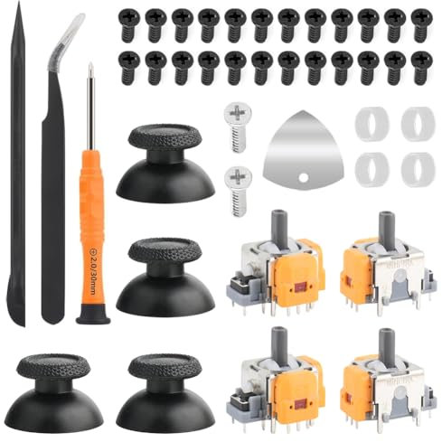 4 Stück Hall Effekt Joystick Ersatz für PS5 Controller – 3D Analog Sensor Stick Ersatzteile mit Werkzeugset & Thumbsticks – Kompatibel mit PlayStation 5 DualSense – Anti Stick Drift Reparaturkit