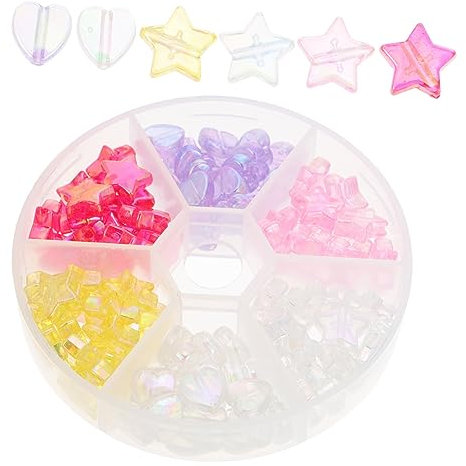 STOBOK 110 Stück Verschiedene Acryl-abstandshalterperlen Schmuckherstellungsset Stern/herz Farbecht Für Armbänder Halsketten Ohrringe