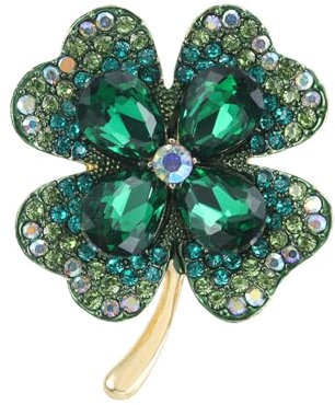 Ceeyoll Trèfle à Quatre Feuilles Broche en Cristal, Pins Vintage Strass pour Fixation de Pull, Accessoires éléGants pour Robe et Anniversaire