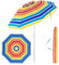 GOPLUS 2M Parasol Plage Déporté,Parasol Inclinable pour Patio Jardin Balcon Piscine Plage Plusieurs Angles, 8 Baleines en Acier,avec UV Protection, Base Requise (Multicolore,φ 182CM)