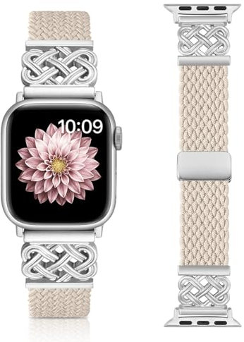 chinbersky Geflochten Armbänder Kompatibel mit Apple Watch Armband 38mm 40mm 41mm 42mm(Series 10), Magnet Verschluss Stoff Nylon Ersatzarmband für iWatch Series 10/9/8/7/6/5/4/3/2/1/SE