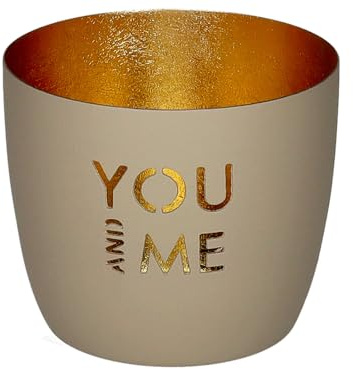Giftcompany Madras Windlicht M You and me Sandstone/Gold 8,5cm