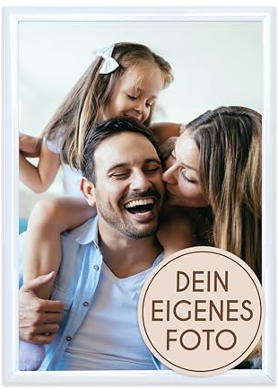 Wackadoo personalisierte Geschenke mit Bilderrahmen A4 21x29.7 (DIN A4) Weiß Fotodruck Bild Geschenk für Frauen und Männer Poster mit Wunschmotiv eigenes Foto