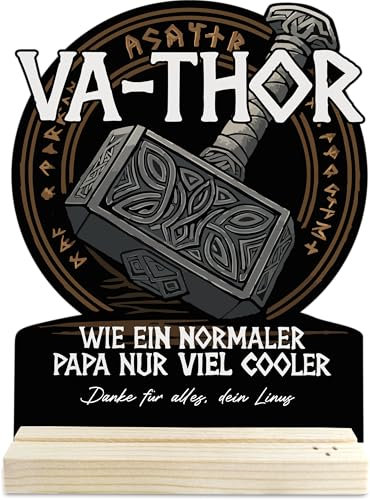 Papa Geschenk Vathor Holzbild - Vatertagsgeschenk für Papa von Baby, Vater Tochter Geschenkidee, Vatertagsgeschenk personalisiert, Vater Geschenke, Geschenkidee Dad, Erster Vatertag Geschenk, Thor