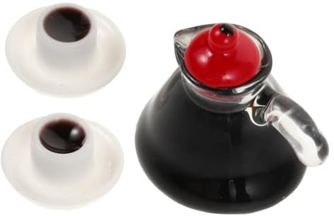KONTONTY 3stücke Puppenhausküchenset Mit Miniatur-kaffeekanne Realistisches Mini-Geschirr Für Puppenhaus Maßstab Miniatur-szenenmodell Kaffeetasse Für Puppenhaus-Spielzeug