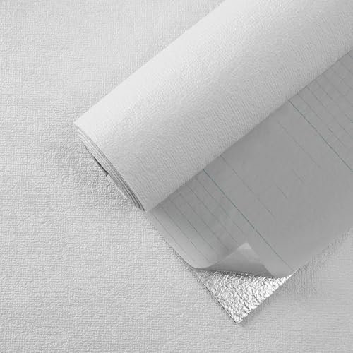 Snewvie Self Adhesive Thermal Insulation Wallpaper,White Sticky Textured Wallpaper,3mm Thicken 3D Wall Panels for Ceilings Bedroom Livingroom,1 Roll=54 sq.ft Thermal Wallpapers for Cold Walls