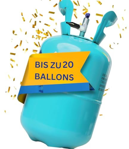 Brogaz Ballongas [für 20 Luftballons]– Helium Balloon Gas für bis zu [20Luftballons] – Ballongas - Helium Gasflasche klein inkl. STAHLMANN ® Informationsblatt