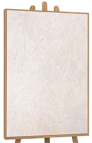 YS-Art Schöne Acrylbild auf Leinwand mit Rahmen handgemalt Beige modern