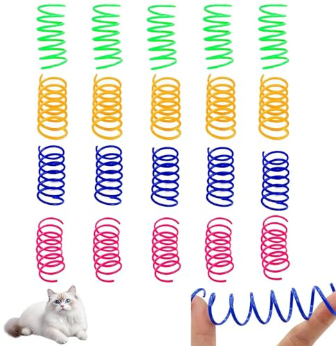 20Pcs Cat Springs,Colorful Cats Spiral Spring Toy for Indoor Outdoor Kitten | Durable Plastic Cat Toy Springs,for Interactive Entertainment Swatting Hunting Enrichment Relief Boredom,Gifts for Christmas