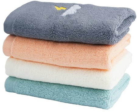 Lot de 4 Serviette de Toilette pour Enfants, 25x45 cm Serviette de Toilette