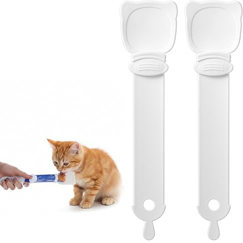 2 Pcs Cat Treat Spoon Squeeze, Cat Treat Feeder Spoon for Lickable Cats Treats, Cats Spoons for Wet Food for Pets, Puppies