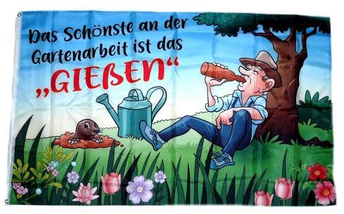 Fahne/Flagge Gartenarbeit Gießen Bier 90 x 150 cm