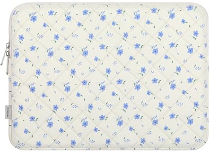 MoKo 13,3-14 Zoll Laptop-Sleeve-Tasche mit Griff | Passt für Laptop-Tasche passt für MacBook Neo 13 A18 Pro, MacBook Air/Pro 13 M4 und MacBook Pro 14 M3/M2/M1, Blaues Blumen