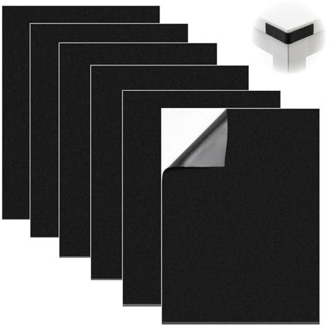 6 Pcs Fieltro Adhesivo Negro, 3mm Almohadillas de Fieltro para Muebles | Antideslizante Almohadillas de Espuma Autoadhesivas, Espuma de Alta Densidad para Protección de Muebles, 300 x 200mm