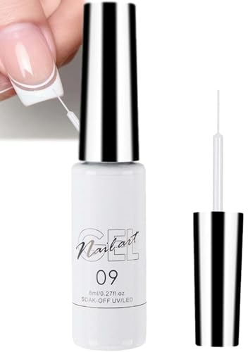 White Gel Nail Polish, UV Color Gel for Fineliner & French Nail Art, DIY Home Salon Colors for Women, Long-lasting, Easy Application